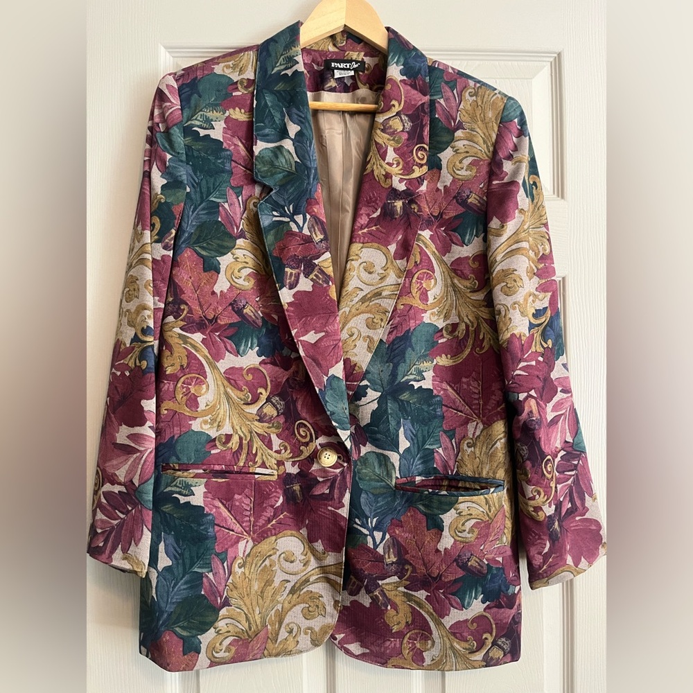 Vintage Floral Patterned Oversized Blazer size 10
